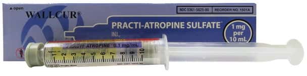 Practi-Atropine Sulfate I.V. (1 mg/10mL) Pre-Filled 10 mL Syringe - 1 Count