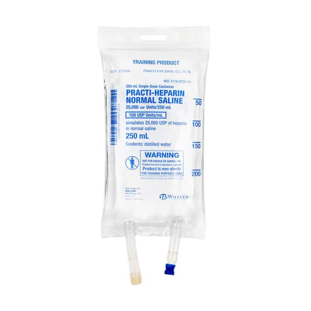Practi-Heparin Normal Saline 250 mL I.V. Bag - 1 Count