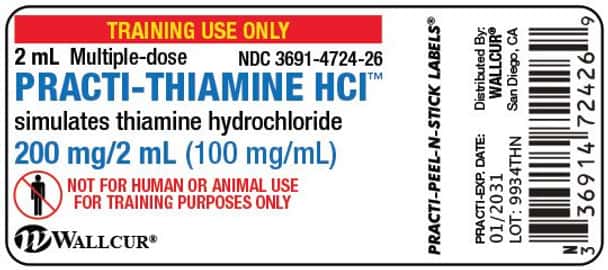 Practi-Thiamine HCl (200 mg/2 mL) 2 mL Vial Label - 100 Count
