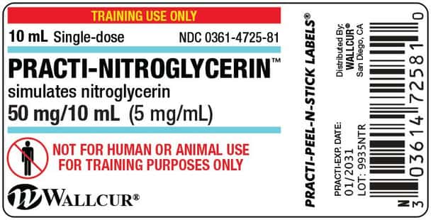 Practi-Nitroglycerin (50 mg/10 mL) 10 mL Vial Label - 100 Count