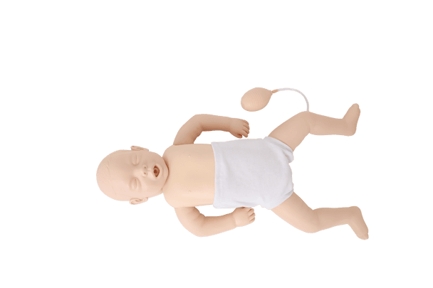 Three-month-old infant manikin designed for basic CPR training, assessment, and debriefing with operational data.