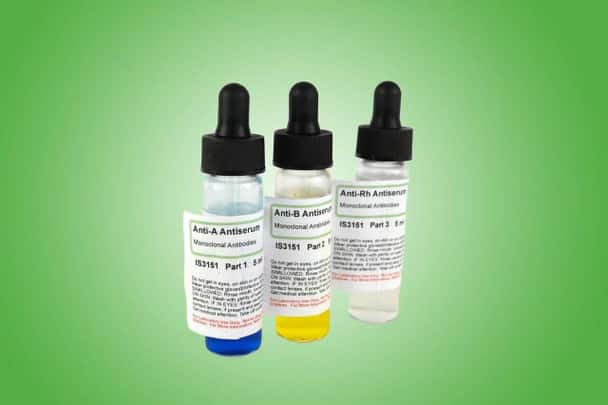 Blood Typing Anti-Sera Anti-A Anti-B and Anti Rh