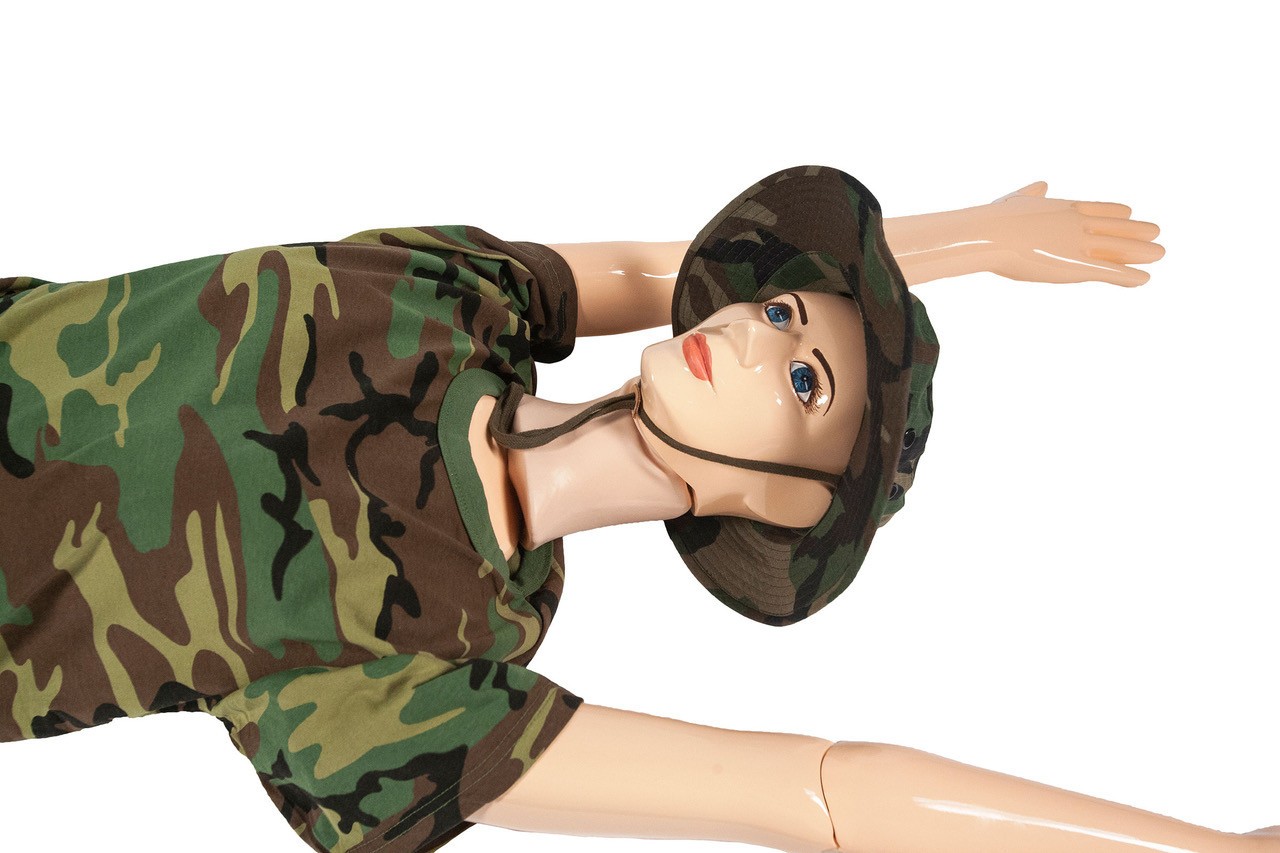 Damaged Debbie Anthropomorphic Body Phantom View of the Arms Raised