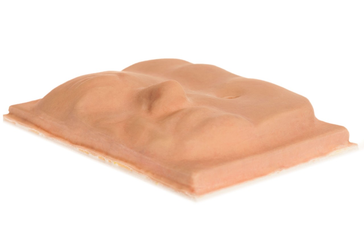 SimSkin Suture Pad - Dali Face and Abdomen Pad - Bottom-Left View Showing Facial Depth