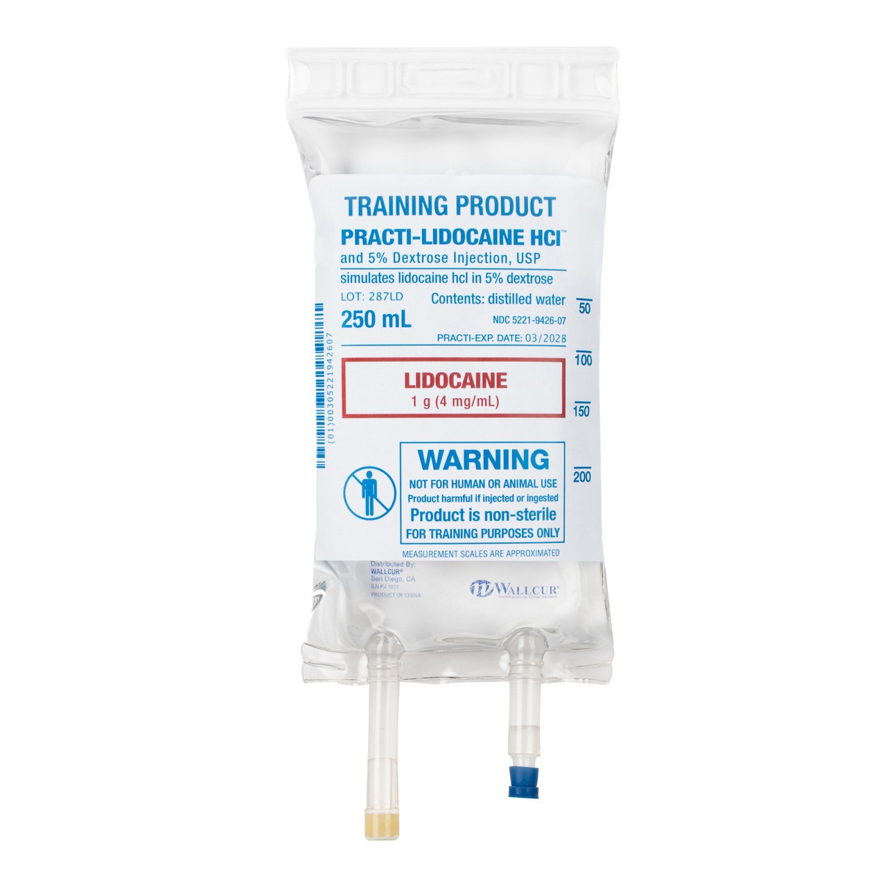 Practi-Lidocaine HCl (5% Dextrose, Normal Saline) 250 mL I.V. Bag - 1 Count