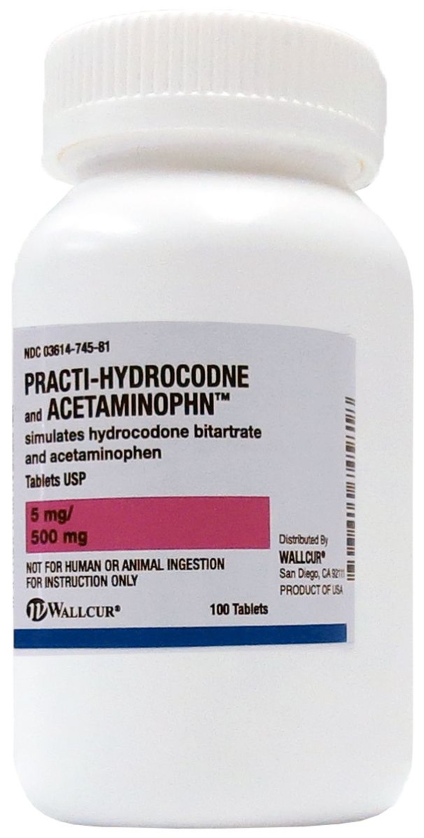 Practi-Hydrocodone & Acetaminophen Oral Meds 100 Tablets (5 mg/500 mg) - 1 Count