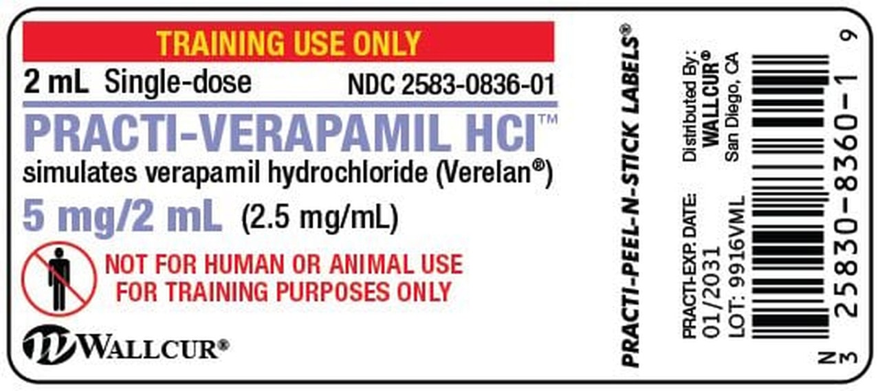 Practi-Verapamil HCl (5 mg/2 mL) 2 mL Vial Label - 100 Count