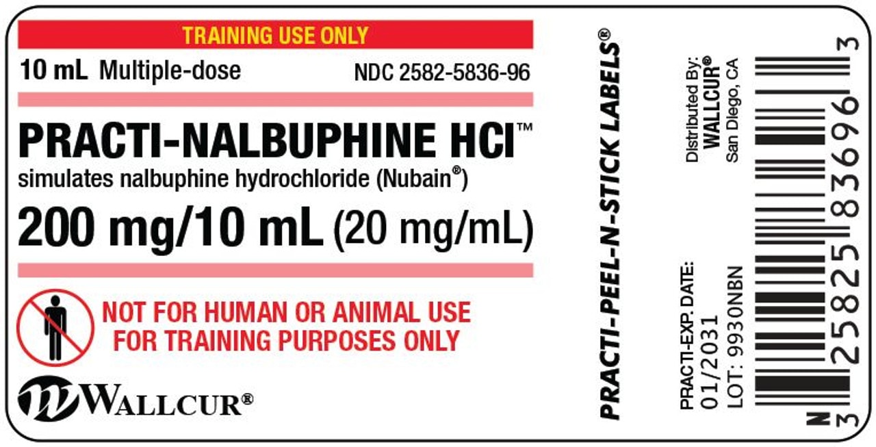 Practi-Nalbuphine HCI (200 mg/10 mL) 10 mL Vial Label - 100 Count