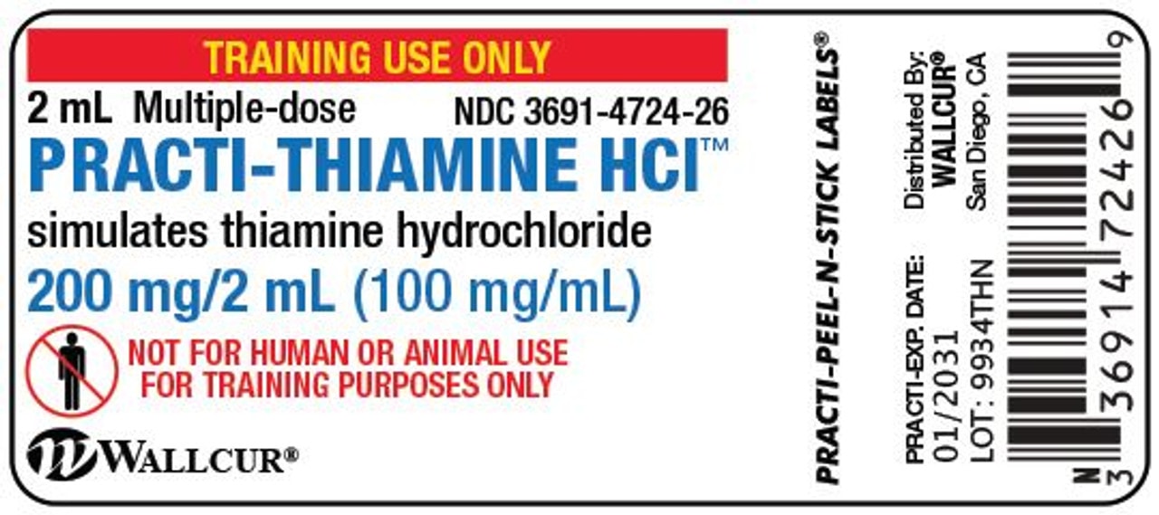 Practi-Thiamine HCl (200 mg/2 mL) 2 mL Vial Label - 100 Count