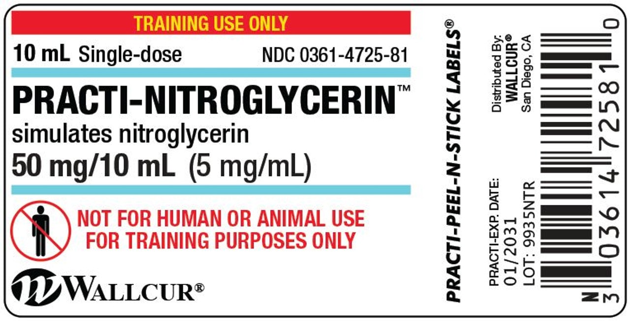 Practi-Nitroglycerin (50 mg/10 mL) 10 mL Vial Label - 100 Count