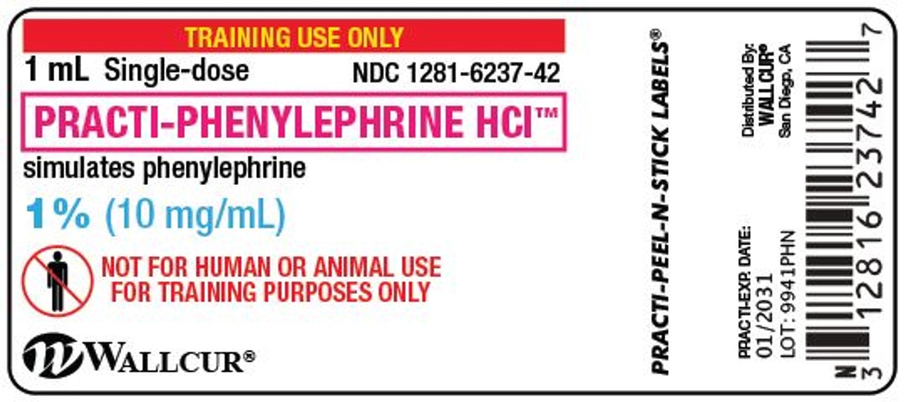 Practi-Phenylephrine HCl (10 mg/mL) 1 mL Vial Label - 100 Count