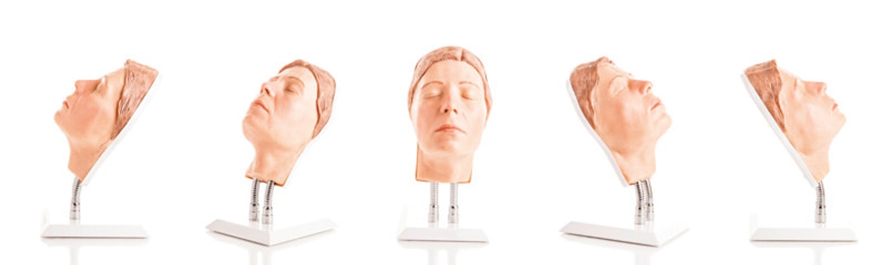 Training Head for Facial Injections - Light Skin with Feminine Features, Dark Hair