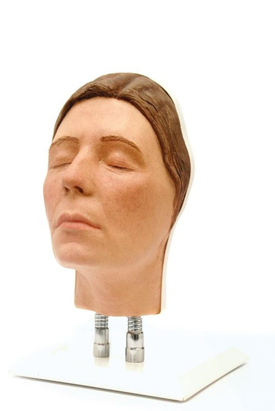 Training Head for Facial Injections - Light Skin with Feminine Features, Dark Hair