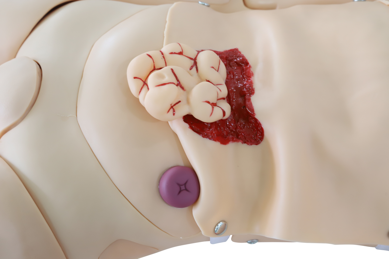 Manikin with multiple bleeding sites and injury simulation