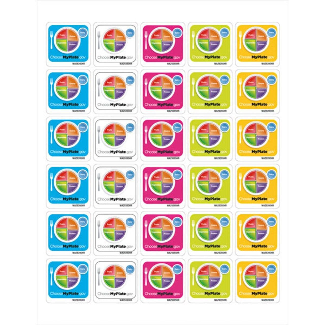 MyPlate 1-1/2 in x 1-1/2 in Stickers - Pkg of 25 Sheets - 30 Stickers/Sheet - 750 Stickers Total