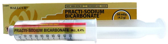 Practi-Sodium Bicarbonate 8.4% I.V. (4.2 g/50 mL) Pre-Filled 50 mL Syringe - 1 Count Practi-Sodium Bicarbonate 8.4% I.V. (4.2 g/50 mL) Pre-Filled 50 mL Syringe - 1 Count
