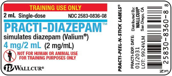 Practi-Diazepam (4 mg/2 mL) 2 mL Vial Label - 100 Count
