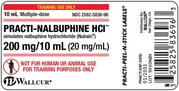 Practi-Nalbuphine HCI (200 mg/10 mL) 10 mL Vial Label - 100 Count