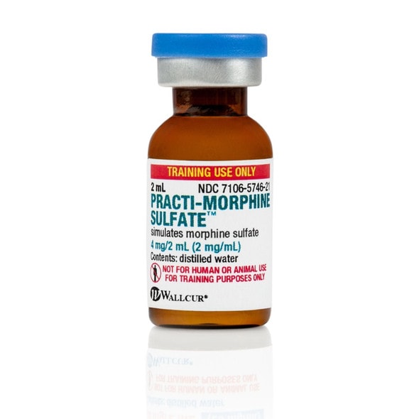 **Not Real Medication - Simulated Product** Practi-Morphine Sulfate 2 mL Tint Vial, Simulated Medication - 40 Count