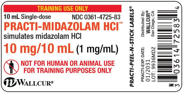 Practi-Midazolam HCl Peel-N-Stick Vial Labels - 100 Count