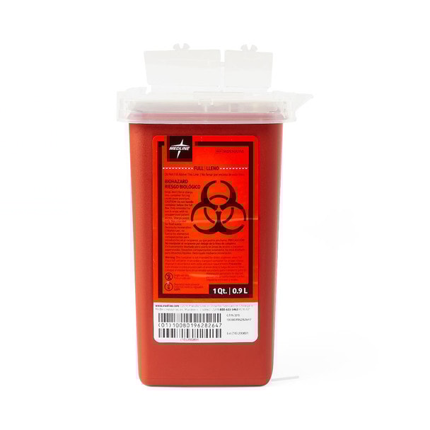 Phlebotomy Sharps Container, Red, 1 qt.