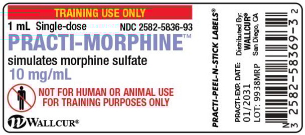 Practi-Morphine (10 mg/1 mL) 1 mL Vial Label - 100 Count