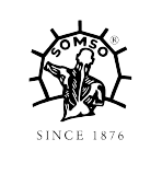 Monochrome logo with a figure framed by a ship's wheel and the text &quot;GOMSO SINCE 1876&quot;.
